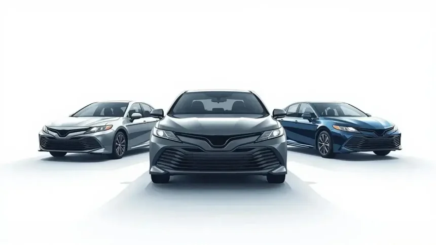 Three Toyota Camry generations shown side by side to illustrate the best used Camry years