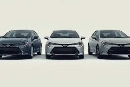 Three used Toyota Corolla model-year groups shown side by side for a buyer guide about the best years to buy