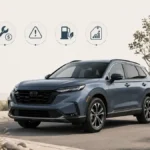 Used Honda CR-V-style compact SUV with reliability and ownership cost icons