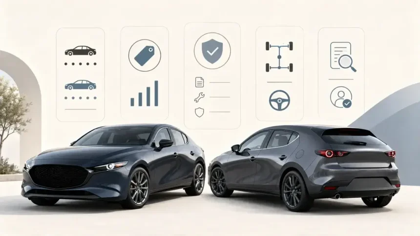 Used Mazda3 sedan and hatchback with trim comparison and buying checklist cues.