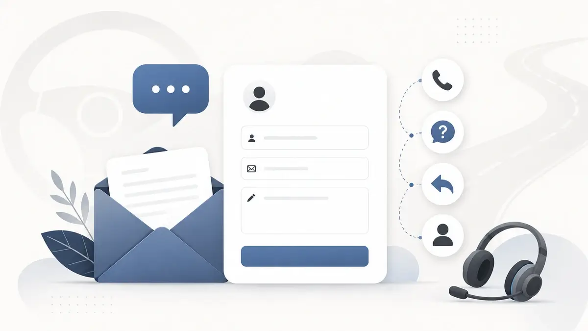 Contact form and support illustration for CarMerit Contact page
