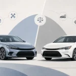 Honda Civic vs Toyota Corolla compact sedans shown side by side for a used car comparison