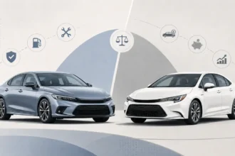 Honda Civic vs Toyota Corolla compact sedans shown side by side for a used car comparison