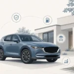 Mazda CX-5-style compact SUV with ownership cost and reliability icons