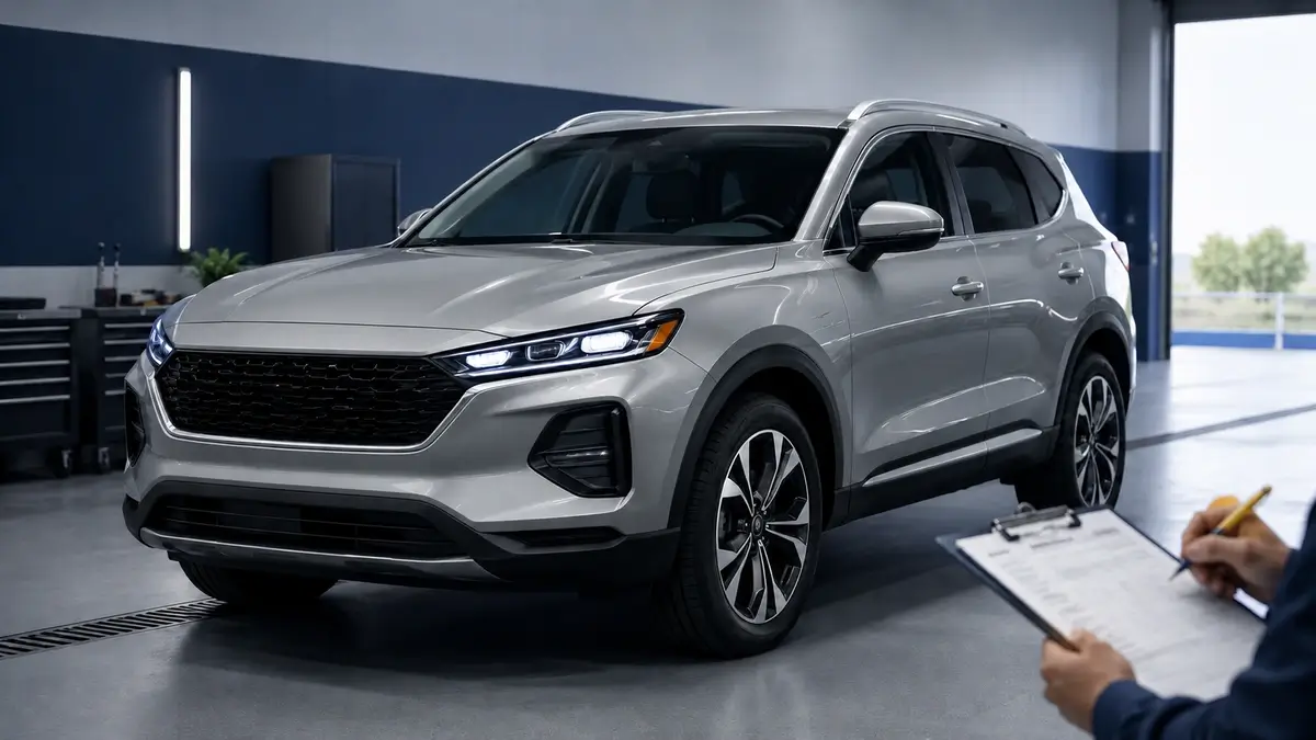 Generic compact SUV being inspected for Hyundai Tucson reliability and cost-to-own guidance