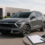 Used Kia Sportage parked for inspection before purchase