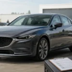 Used Mazda6 sedan being inspected before purchase