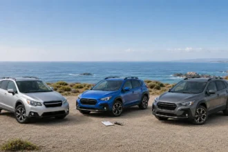 Three Subaru Crosstrek generations shown for a used-car model-year guide