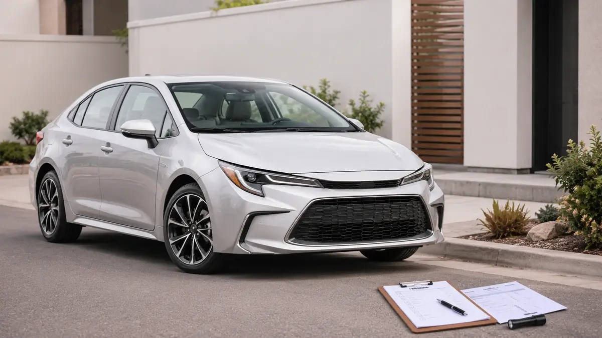 Toyota Corolla Hybrid parked for a used-car inspection