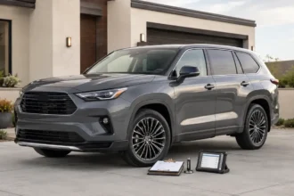 Used Toyota Highlander being inspected for reliability and ownership cost
