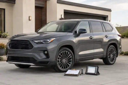 Used Toyota Highlander being inspected for reliability and ownership cost